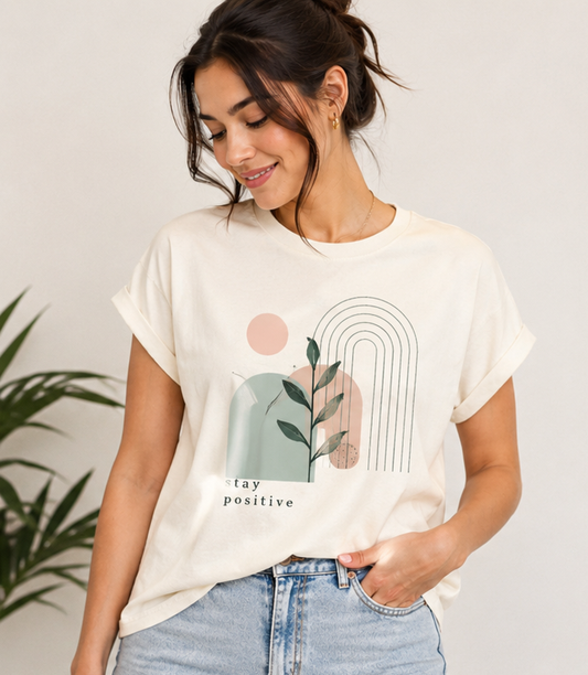 Fabricos Stay Positive Cotton Women's T-Shirt